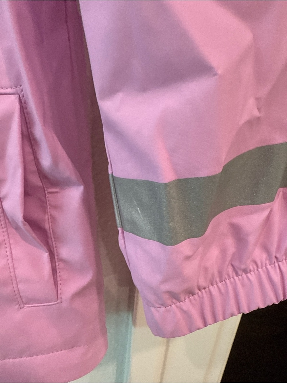 Cat & Jack Girls Pink Hooded Rain Jacket Coat Size 3T Reflective Trim - Picture 2 of 5